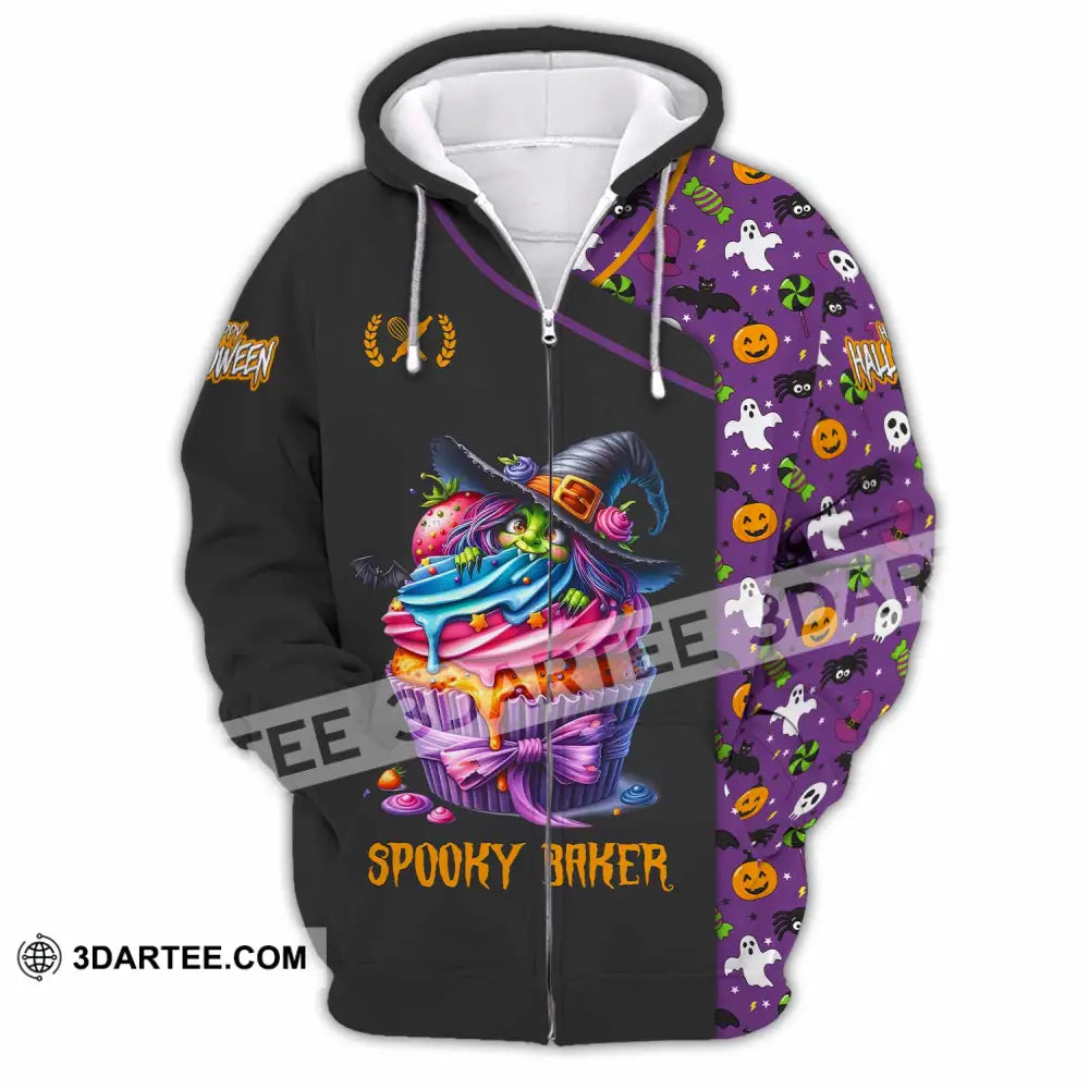 Unisex Shirt Custom Halloween Spooky Baker Shirt Zipper Hoodie / S T shirt
