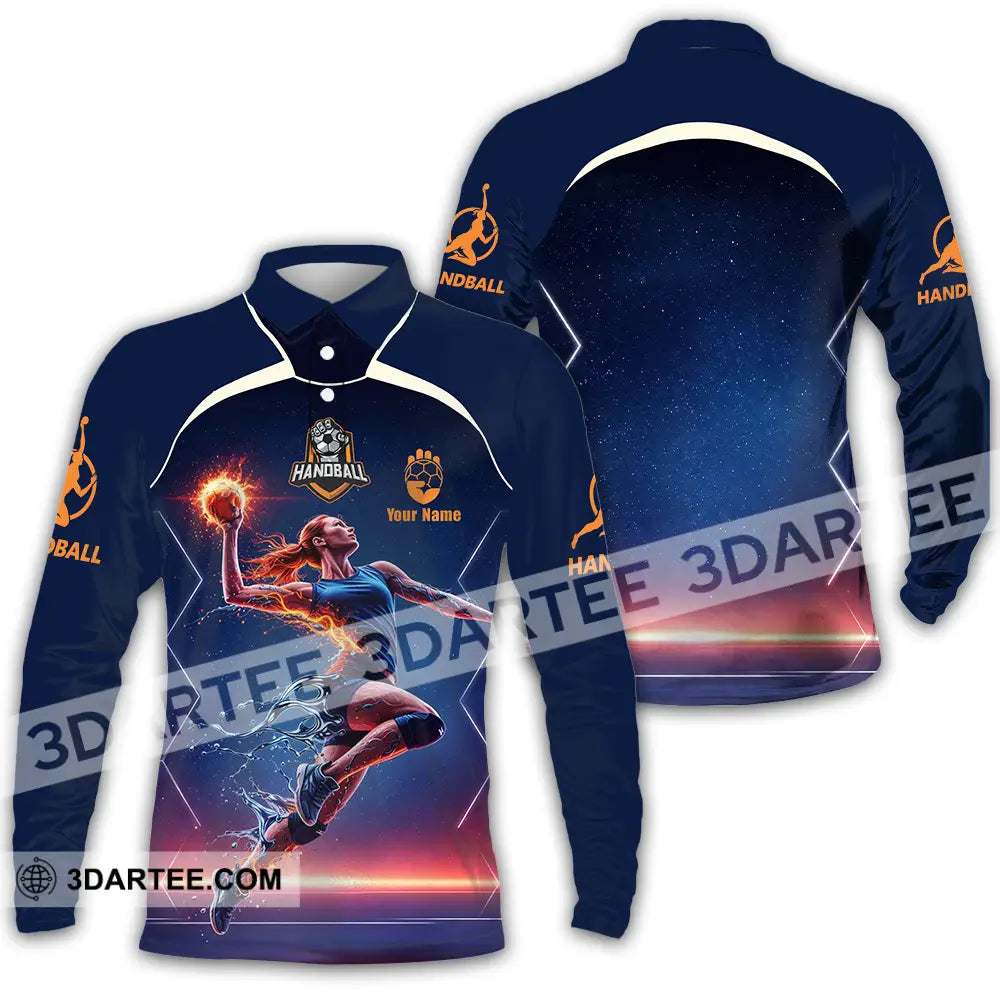 Unisex Shirt - Custom Handball 3D Shirt - Long Sleeve Polo / S - T-shirt