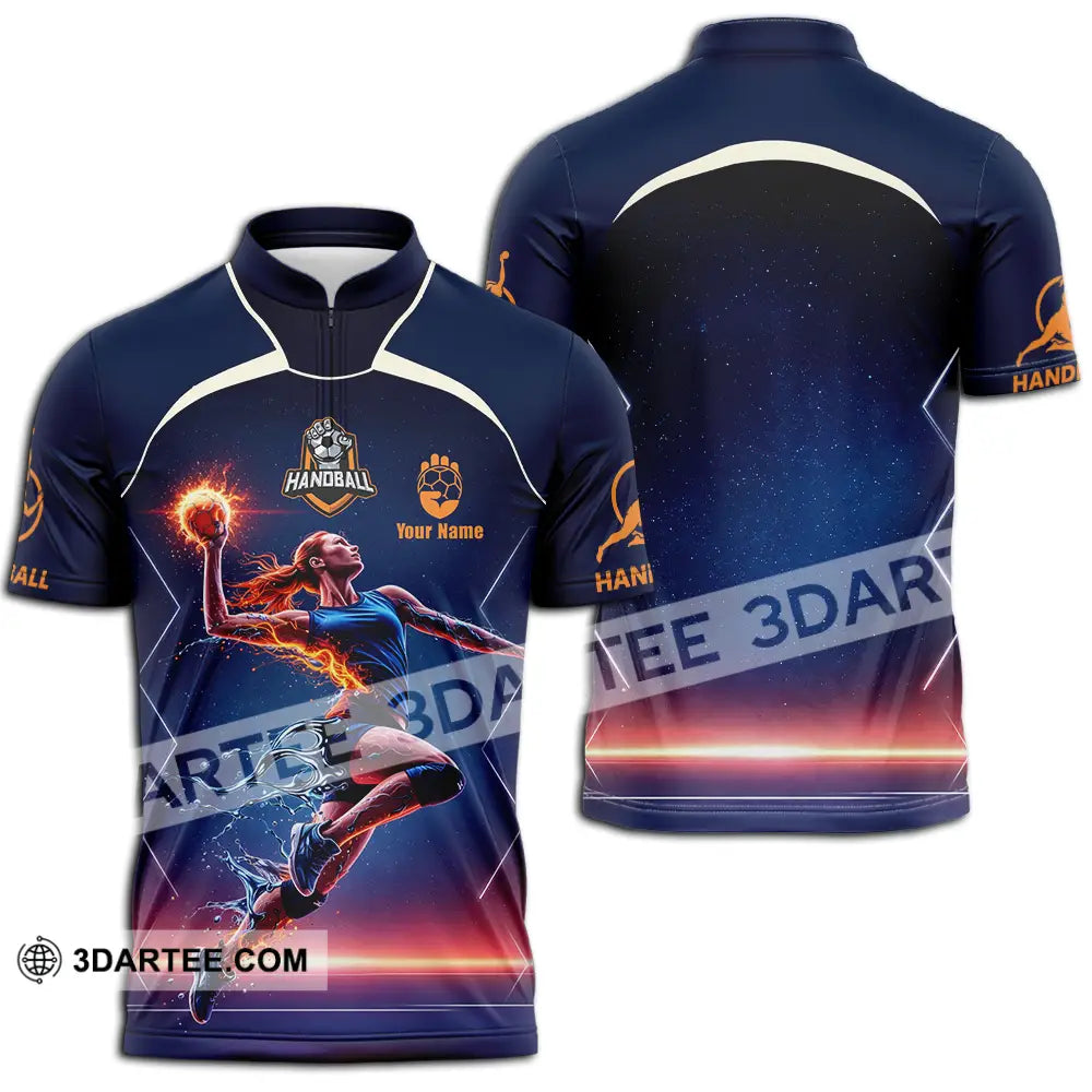Unisex Shirt - Custom Handball 3D Shirt - Zipper Polo Shirt / S - T-shirt
