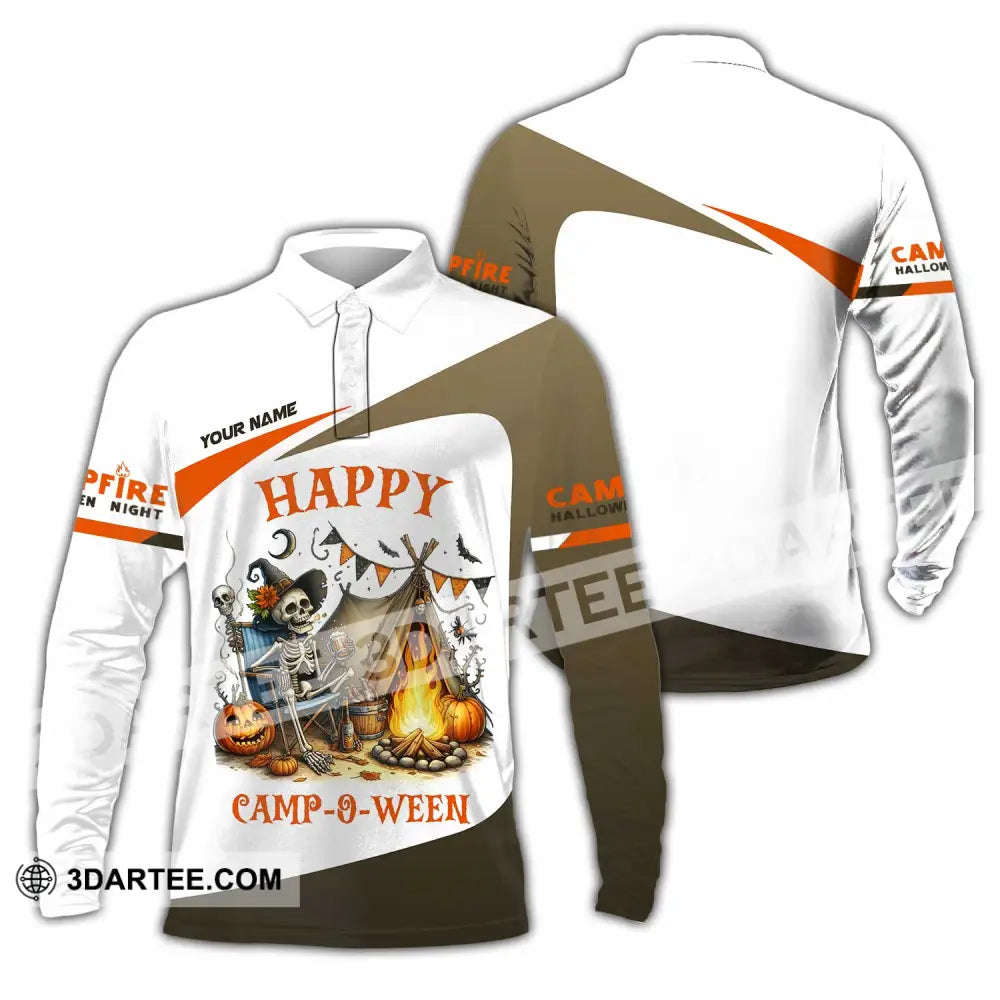 Unisex Shirt Custom Happy Camp O Ween Halloween Camping Shirt Long Sleeve Polo / S T shirt