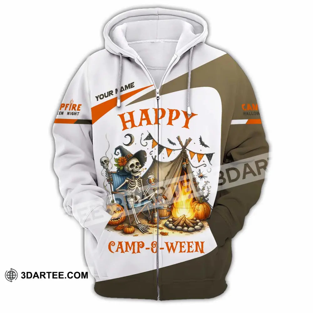 Unisex Shirt Custom Happy Camp O Ween Halloween Camping Shirt Zipper Hoodie / S T shirt