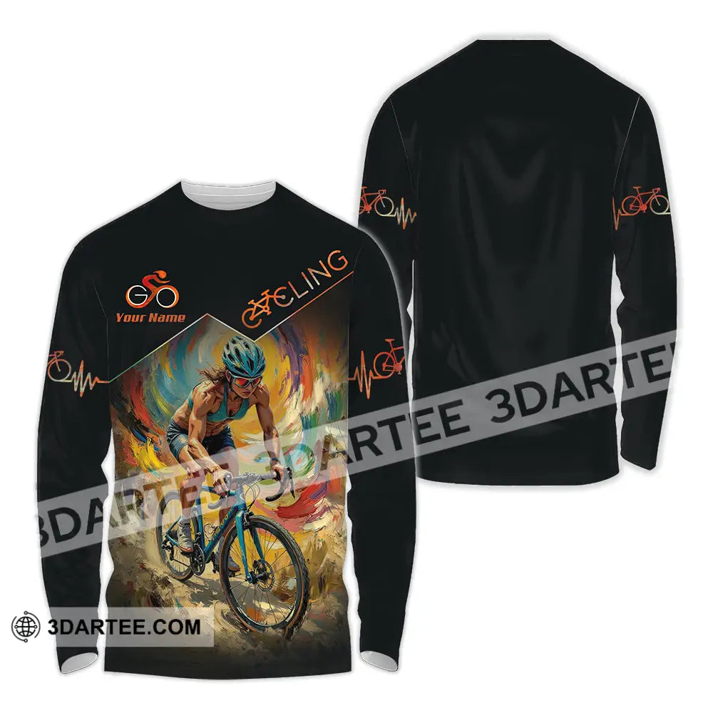 Unisex Shirt - Custom Heartbeat Cycling Lover Shirt Long Sleeve Shirt / S T-shirt