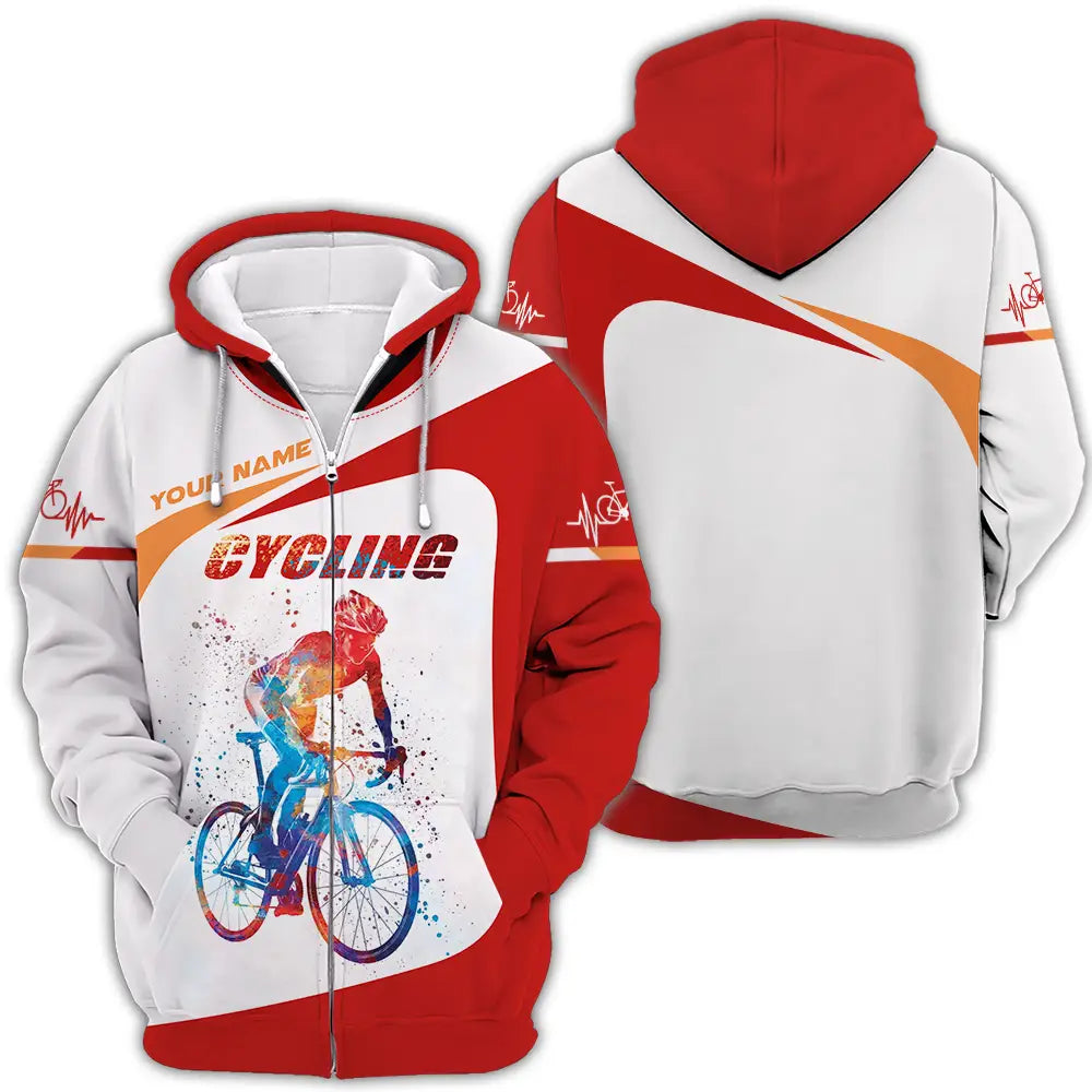 Unisex Shirt - Custom Heartbeat Cycling Lover Shirt Zipper Hoodie / S T-shirt