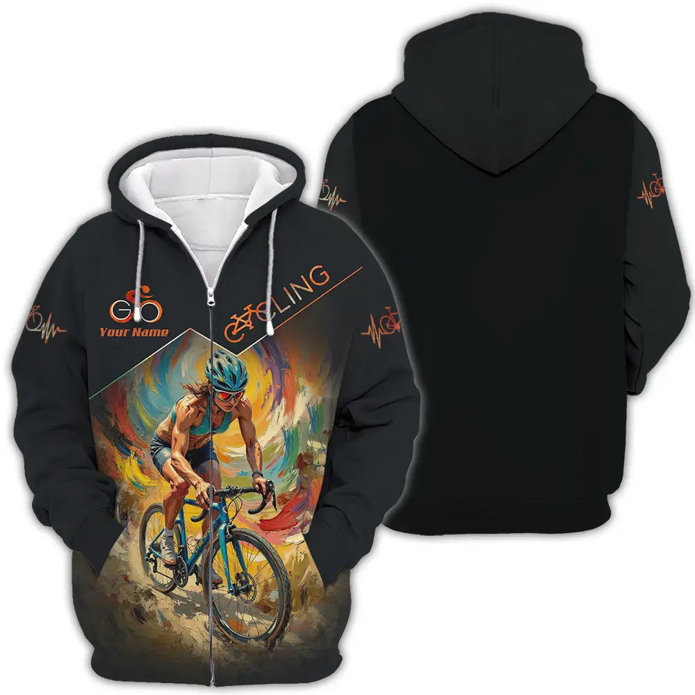 Unisex Shirt - Custom Heartbeat Cycling Lover Shirt Zipper Hoodie / S T-shirt