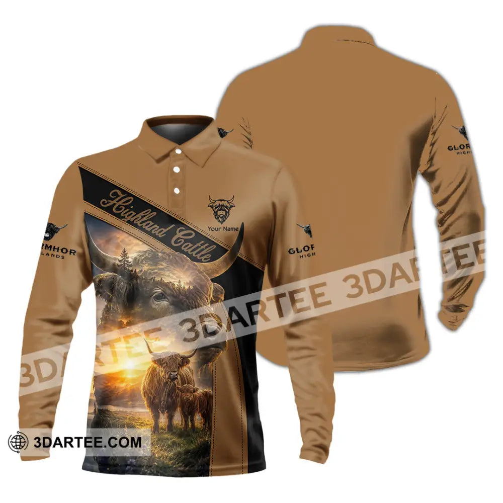 Unisex Shirt - Custom Highland Cattle Shirt - Long Sleeve Polo / S - T-shirt