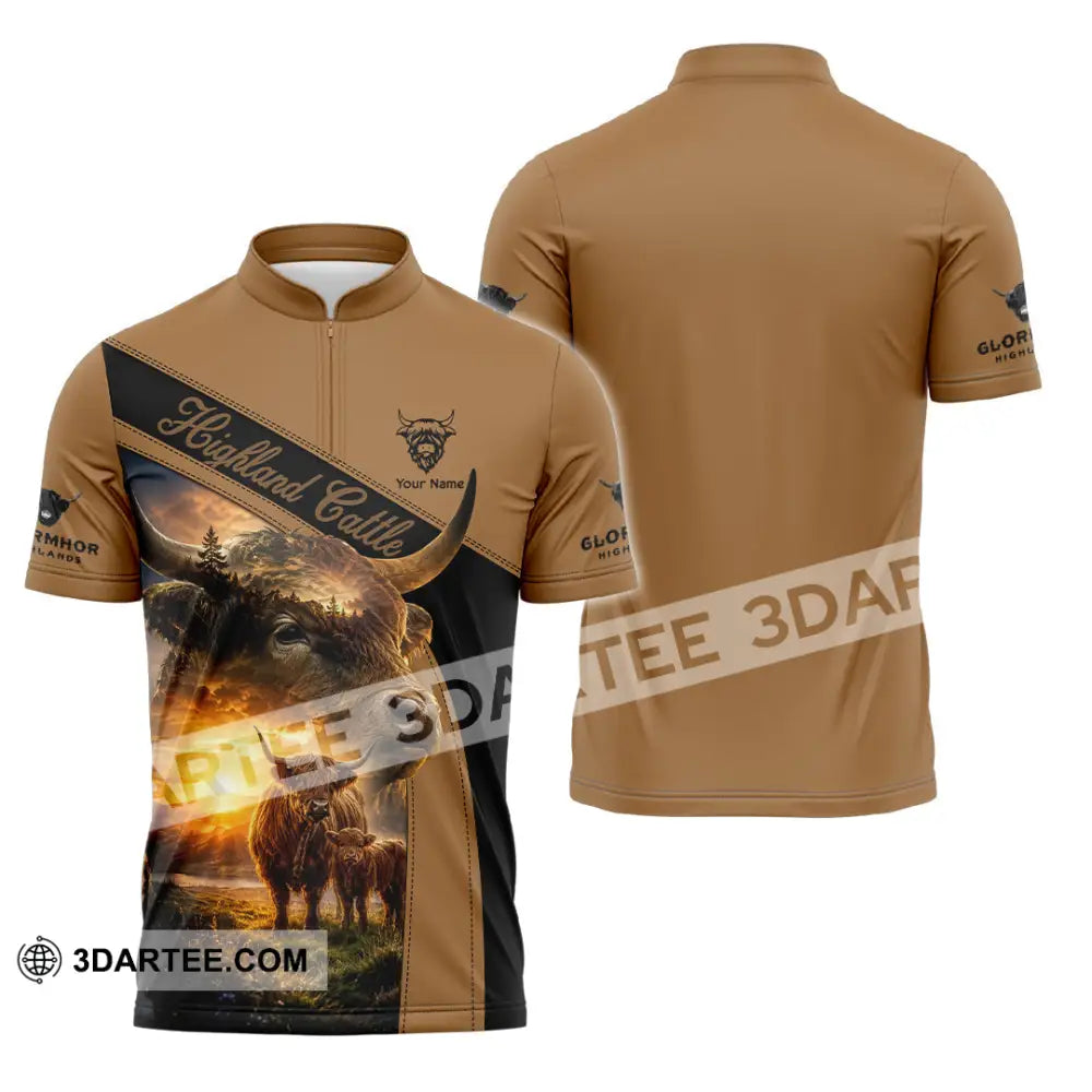 Unisex Shirt - Custom Highland Cattle Shirt - Zipper Polo Shirt / S - T-shirt