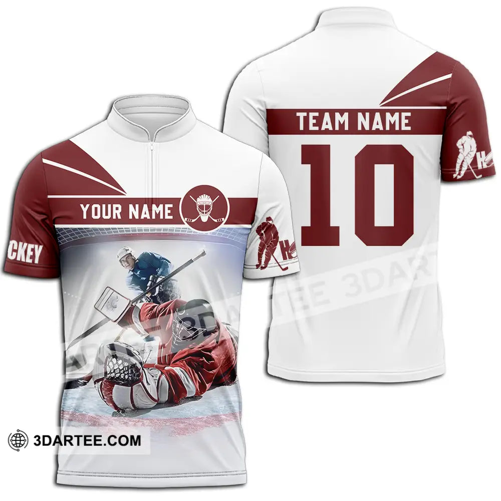 Unisex Shirt - Custom Hockey Shirt Zipper Polo Shirt / S T-shirt