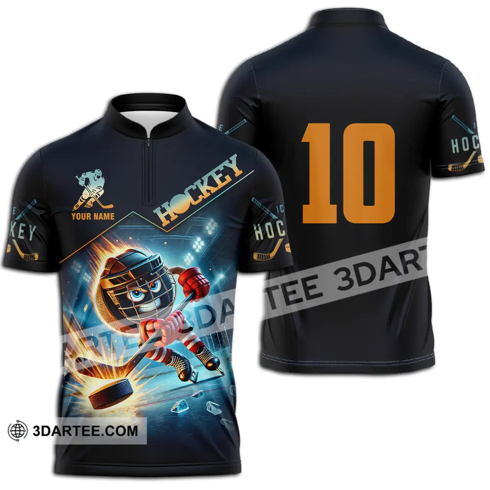 Unisex Shirt - Custom Hockey Shirt Zipper Polo Shirt / S T-shirt