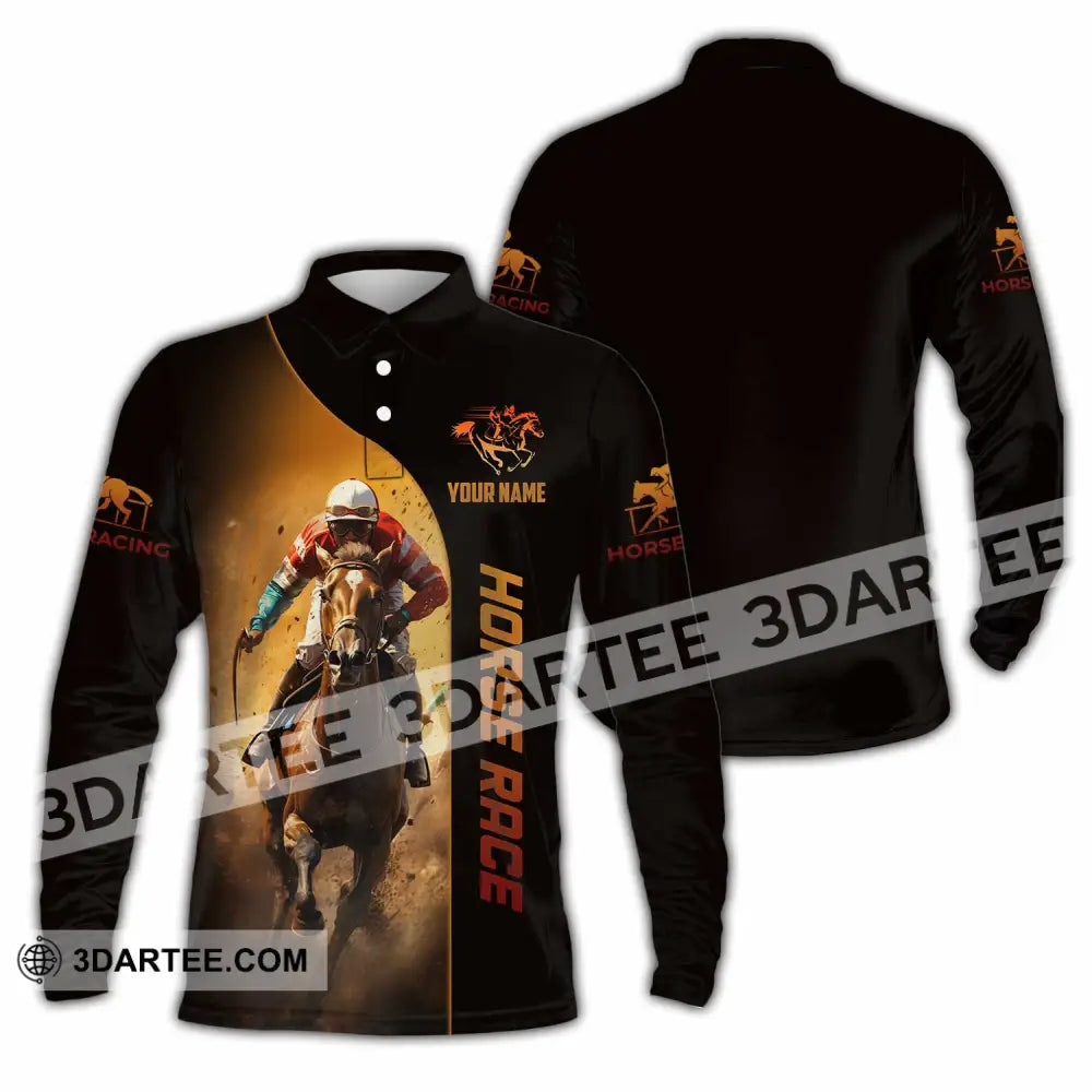 Unisex Shirt Custom Horse Race Shirt Long Sleeve Polo / S T shirt