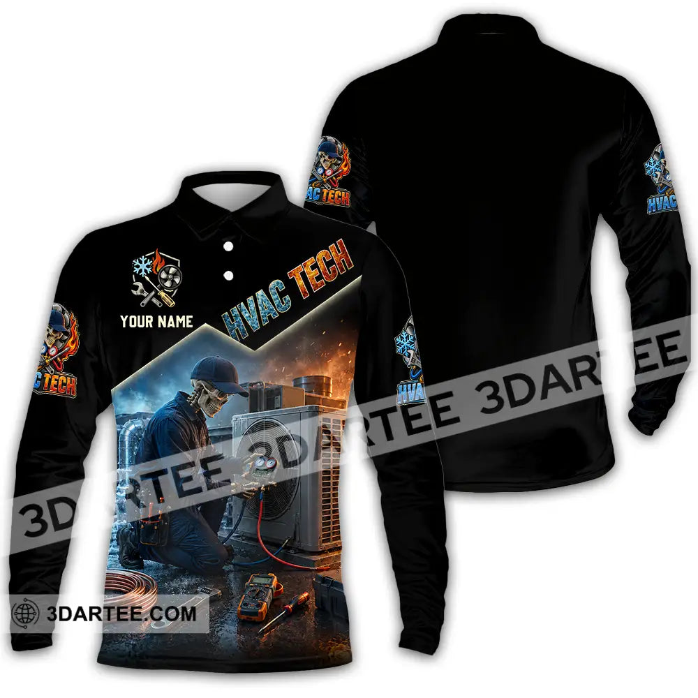 Unisex Shirt - Custom HVAC Tech Shirt - Long Sleeve Polo / S - T-shirt