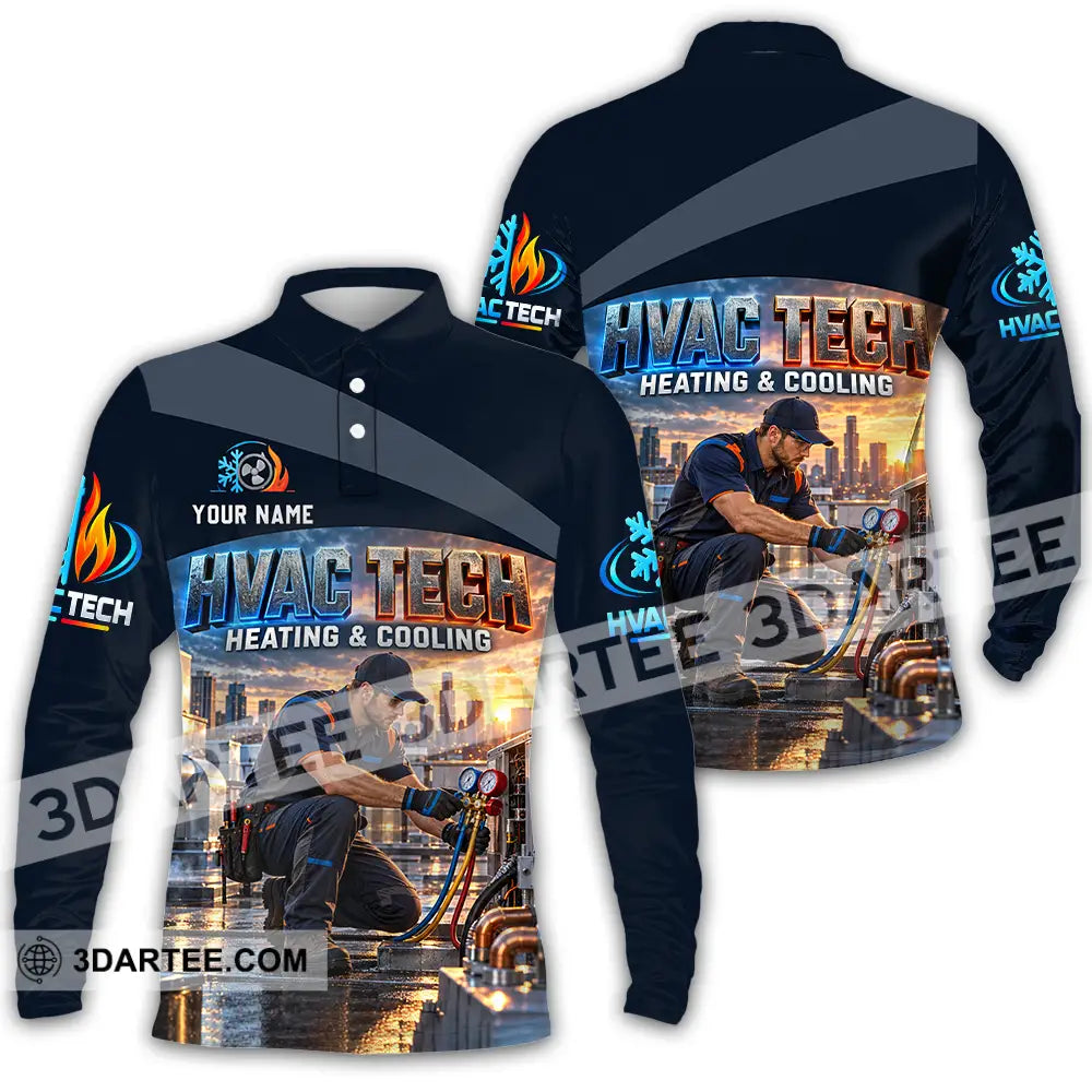 Unisex Shirt - Custom HVAC Tech Shirt - Long Sleeve Polo / S - T-shirt