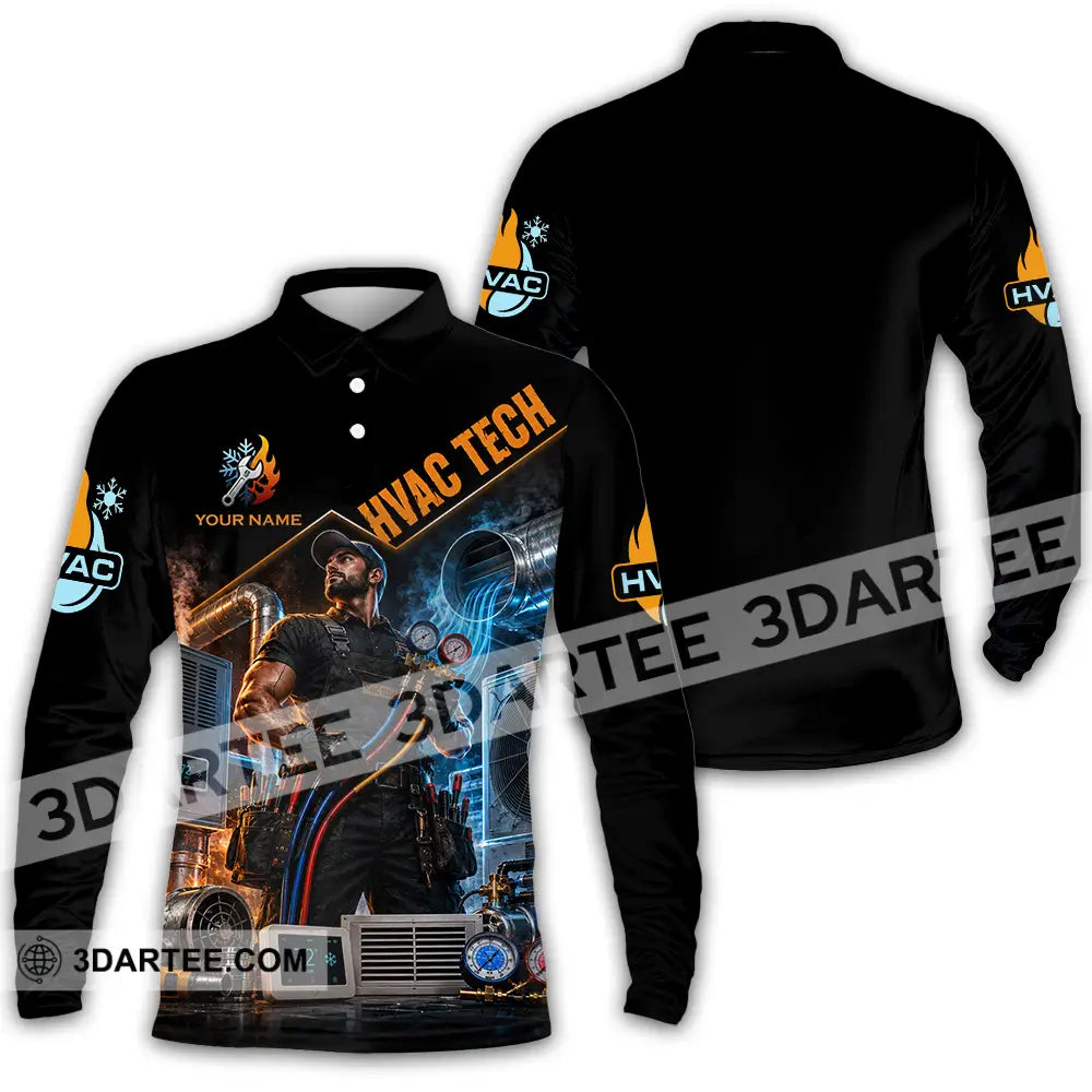 Unisex Shirt - Custom Hvac Tech Shirt - Long Sleeve Polo / S - T-shirt