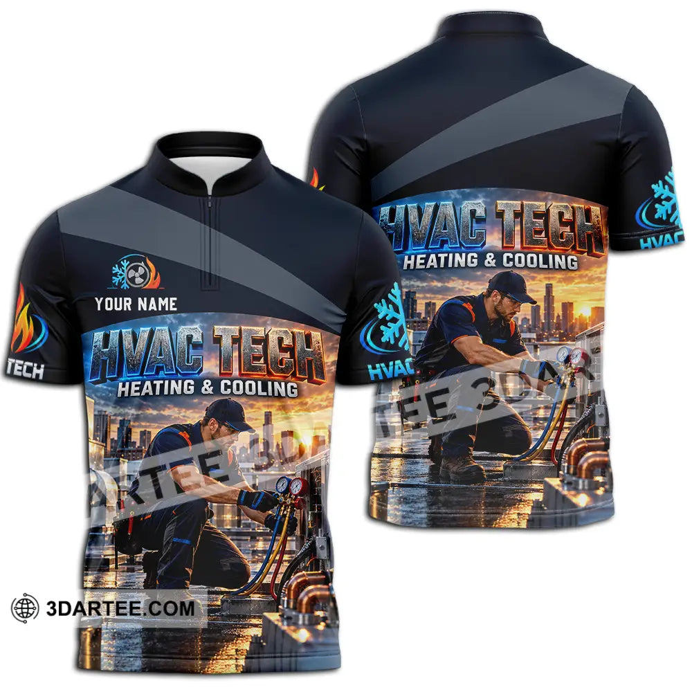 Unisex Shirt - Custom HVAC Tech Shirt - Zipper Polo Shirt / S - T-shirt