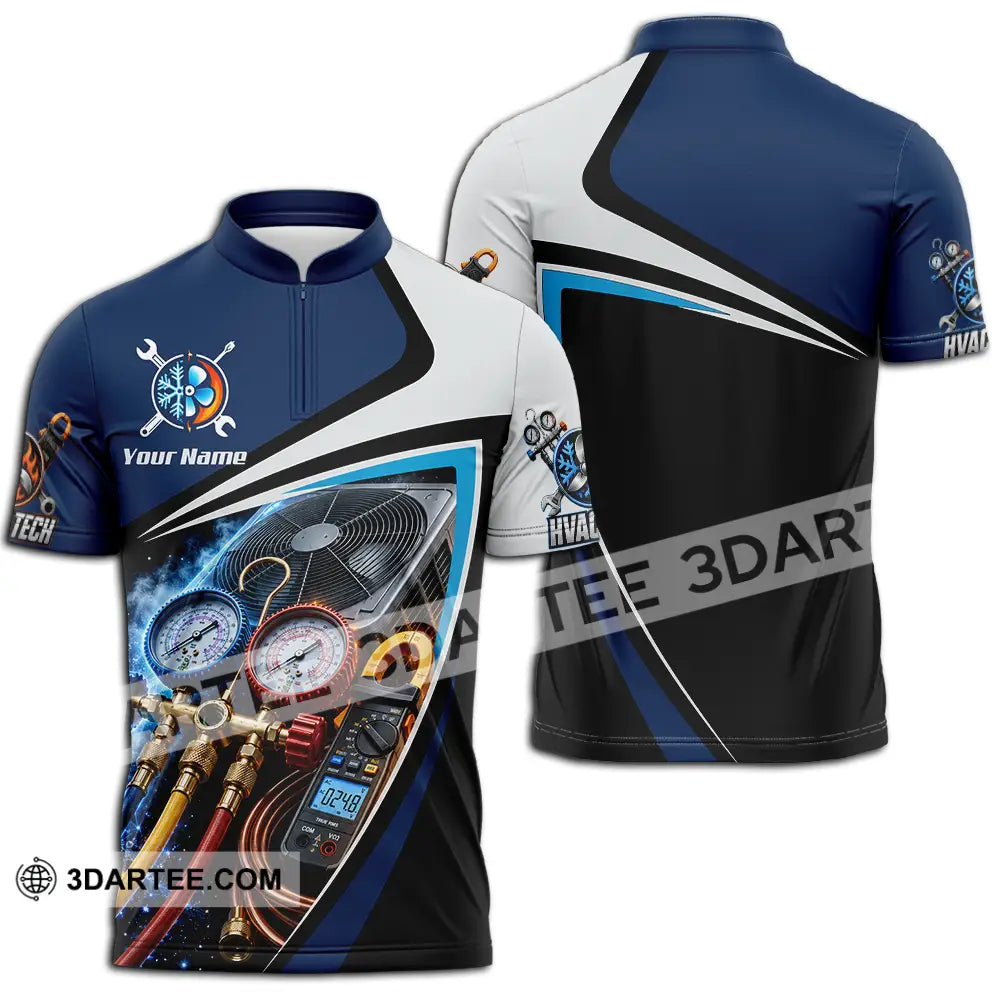 Unisex Shirt - Custom HVAC Tech Shirt - Zipper Polo Shirt / S - T-shirt