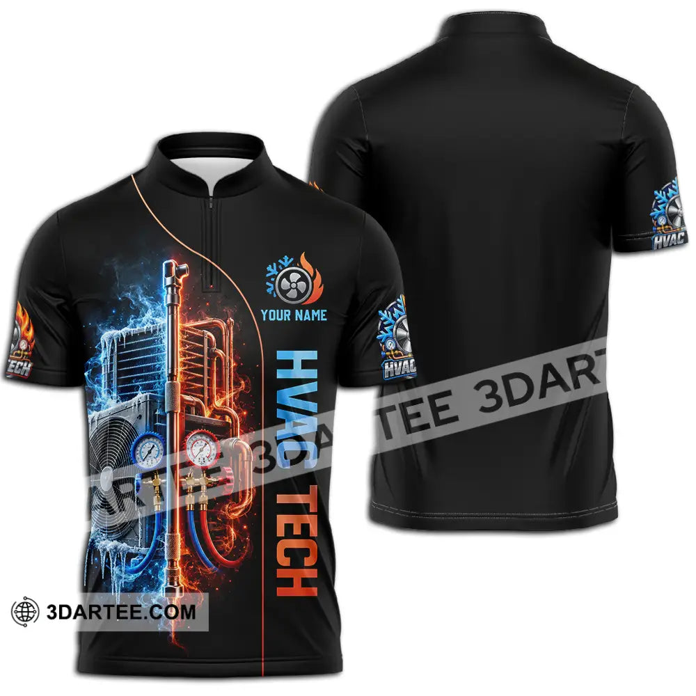 Unisex Shirt - Custom HVAC Tech Shirt - Zipper Polo Shirt / S - T-shirt