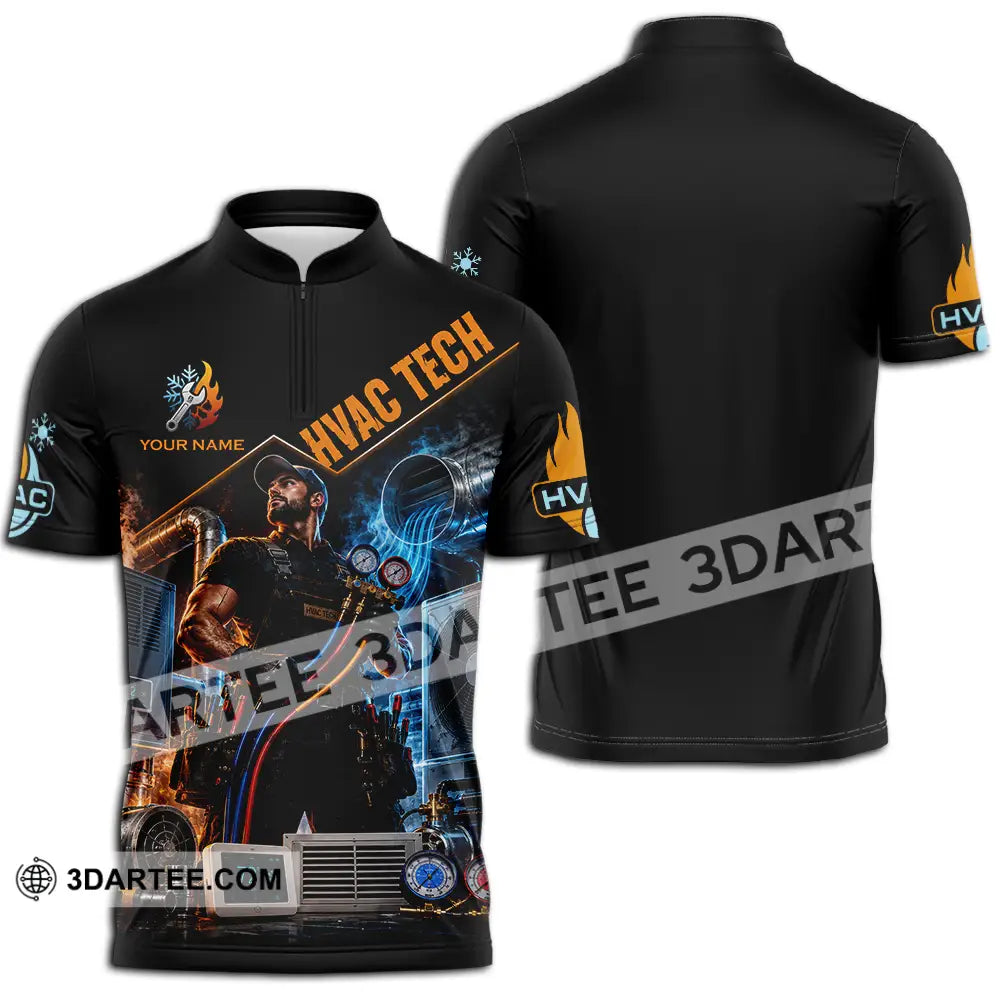 Unisex Shirt - Custom Hvac Tech Shirt - Zipper Polo Shirt / S - T-shirt
