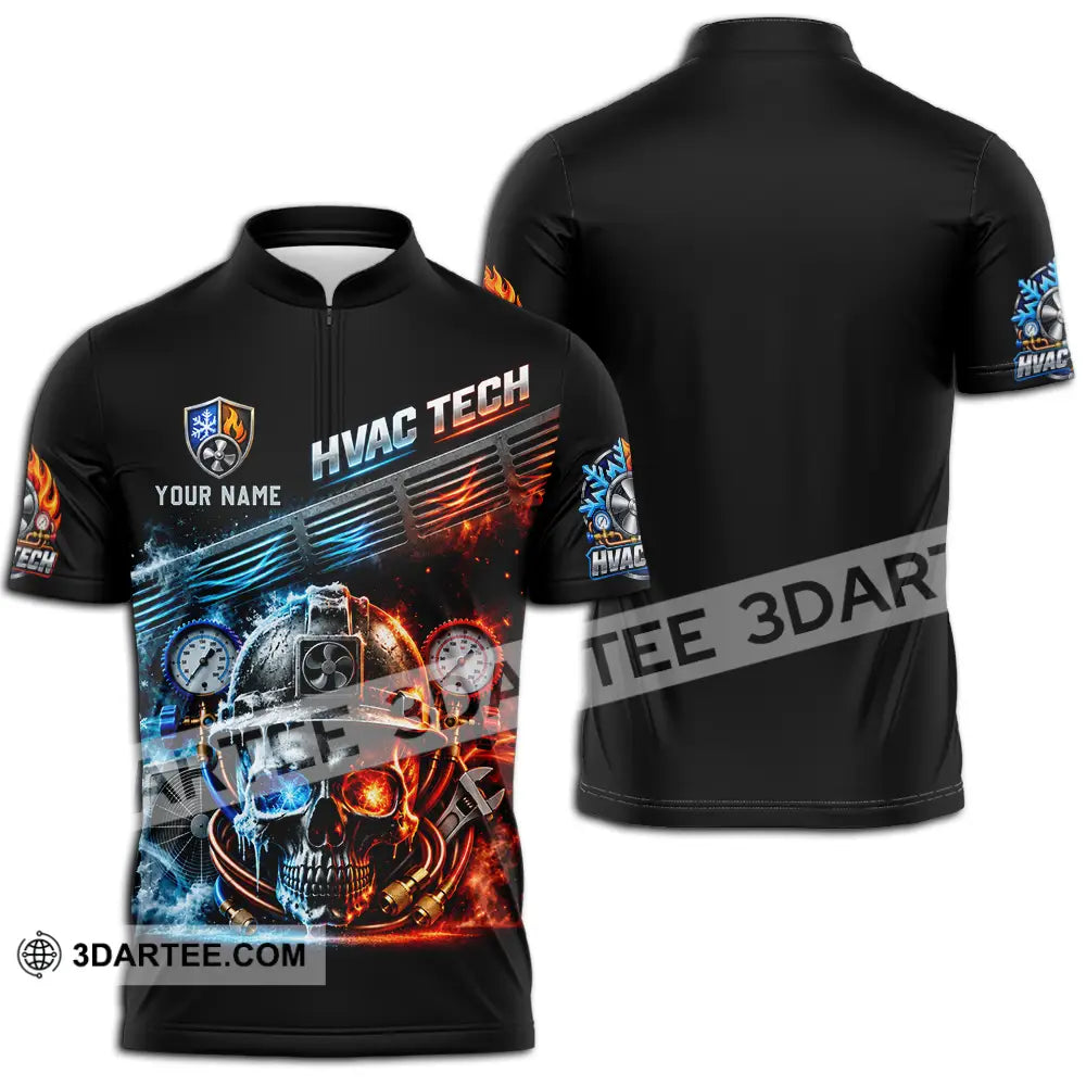 Unisex Shirt - Custom HVAC Tech Shirt - Zipper Polo Shirt / S - T-shirt