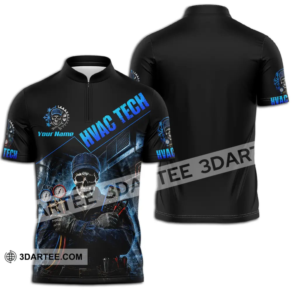 Unisex Shirt - Custom HVAC Tech Shirt - Zipper Polo Shirt / S - T-shirt