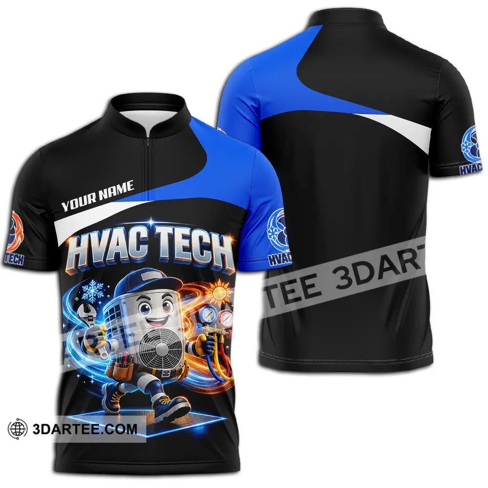 Unisex Shirt - Custom HVAC Tech Shirt - Zipper Polo Shirt / S - T-shirt