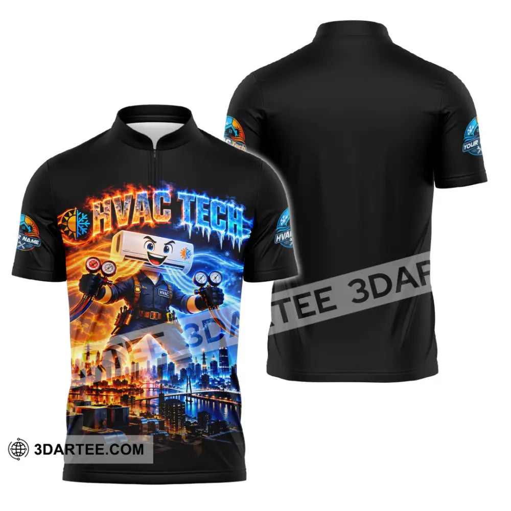 Unisex Shirt - Custom HVAC Tech Shirt - Zipper Polo Shirt / S - T-shirt