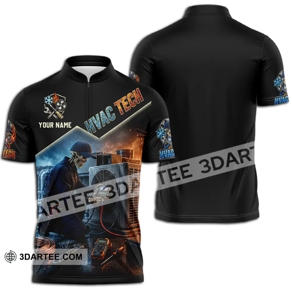 Unisex Shirt - Custom HVAC Tech Shirt - Zipper Polo Shirt / S - T-shirt