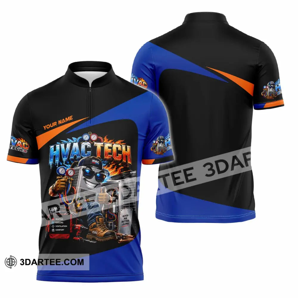 Unisex Shirt - Custom HVAC Tech Shirt - Zipper Polo Shirt / S - T-shirt