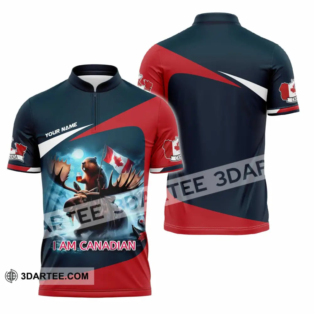 Unisex Shirt - Custom I Am Canadian Shirt Zipper Polo Shirt / S T-shirt