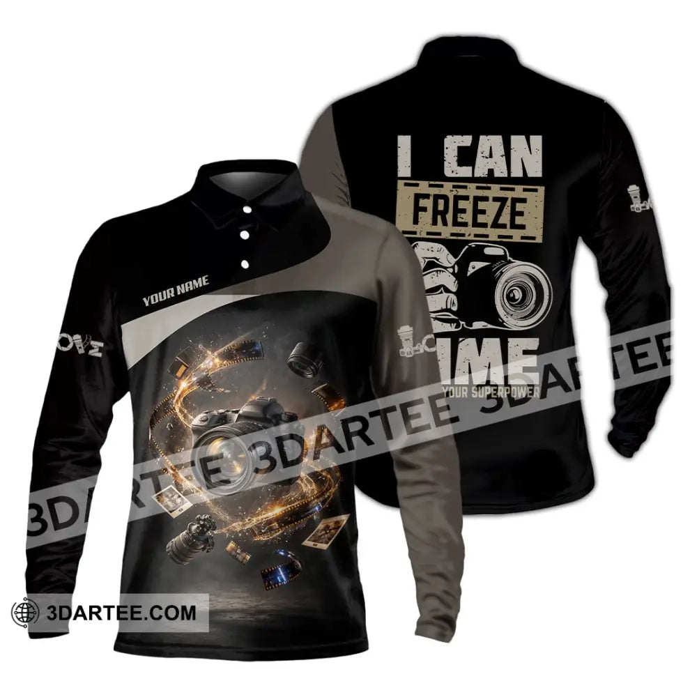 Unisex Shirt - Custom I Can Freeze Time Shirt - Long Sleeve Polo / S - T-shirt