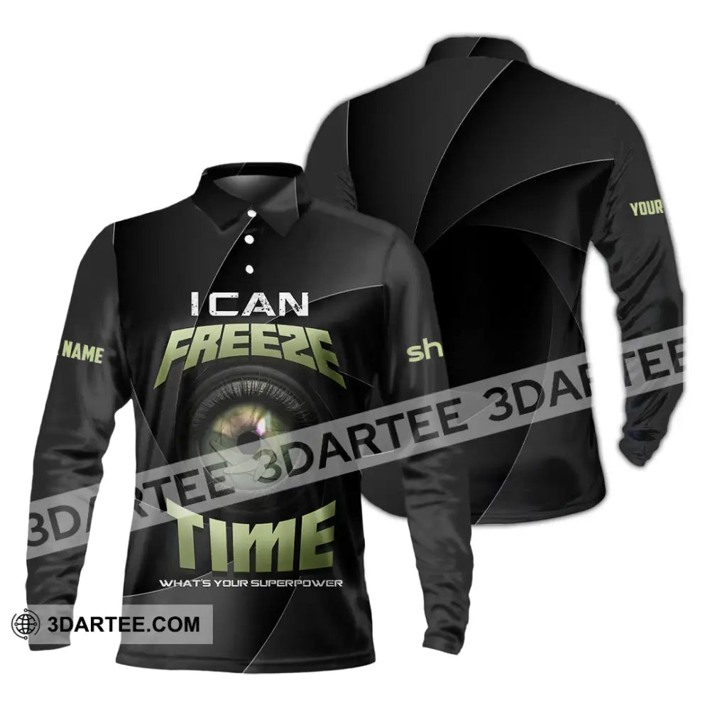 Unisex Shirt - Custom I Can Freeze Time Shirt - Long Sleeve Polo / S - T-shirt