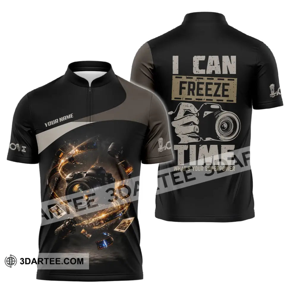 Unisex Shirt - Custom I Can Freeze Time Shirt - Zipper Polo Shirt / S - T-shirt