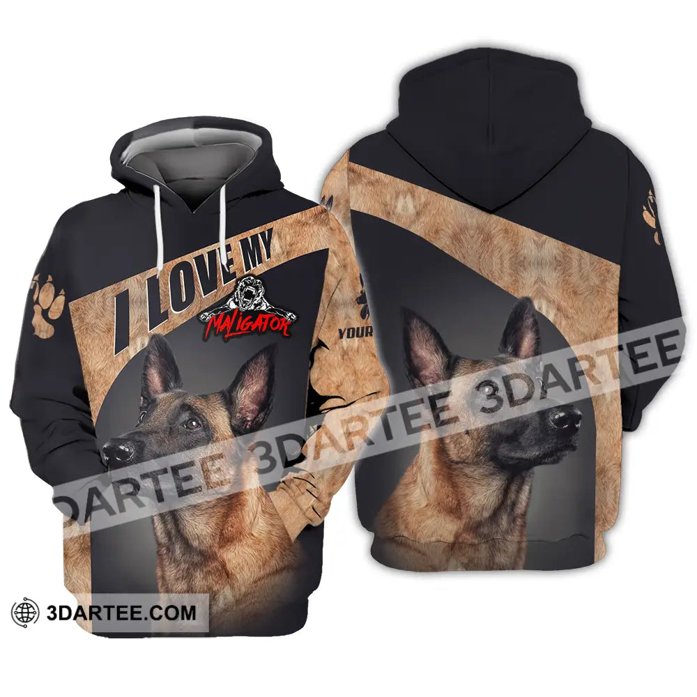 Unisex Shirt - Custom I Love My Belgian Malinois Pet Lover Shirt Hoodie / S T-shirt