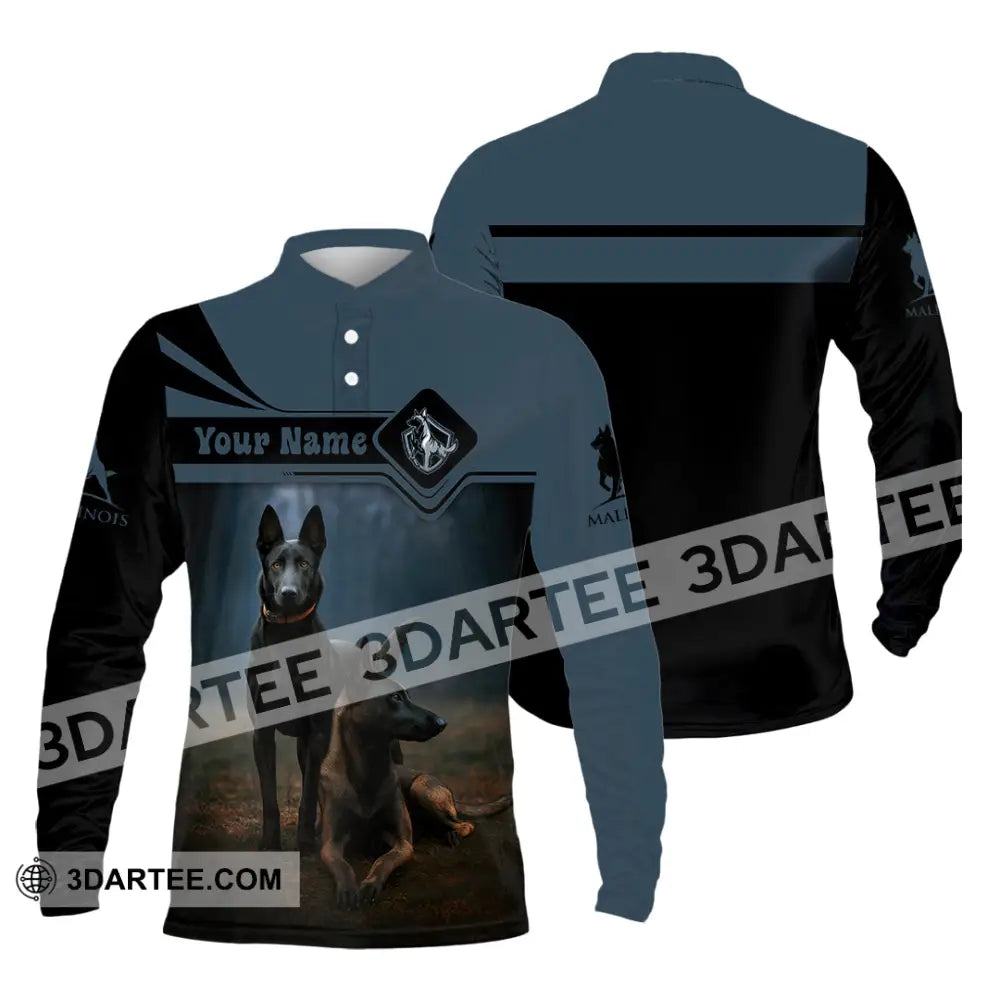 Unisex Shirt - Custom I Love My Belgian Malinois Pet Lover Shirt Long Sleeve Polo / S T-shirt