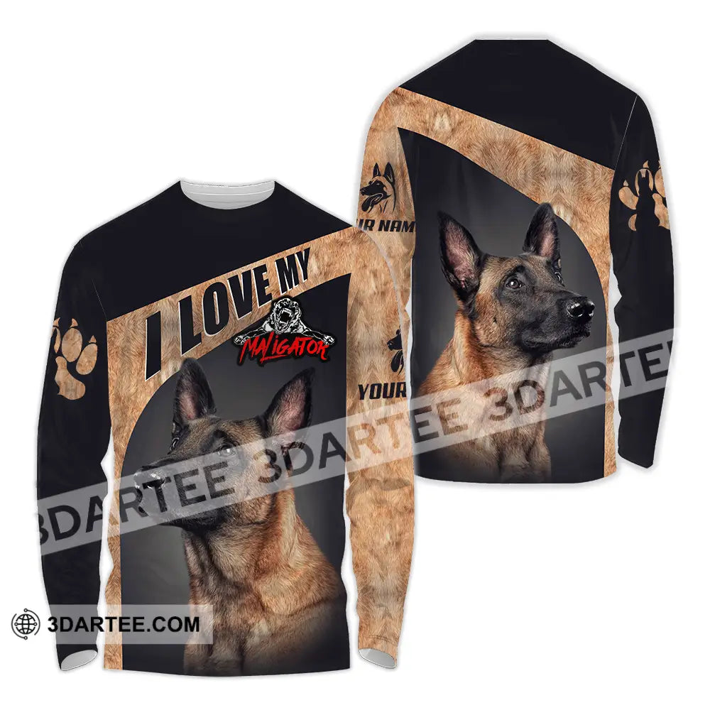 Unisex Shirt - Custom I Love My Belgian Malinois Pet Lover Shirt Long Sleeve Shirt / S T-shirt