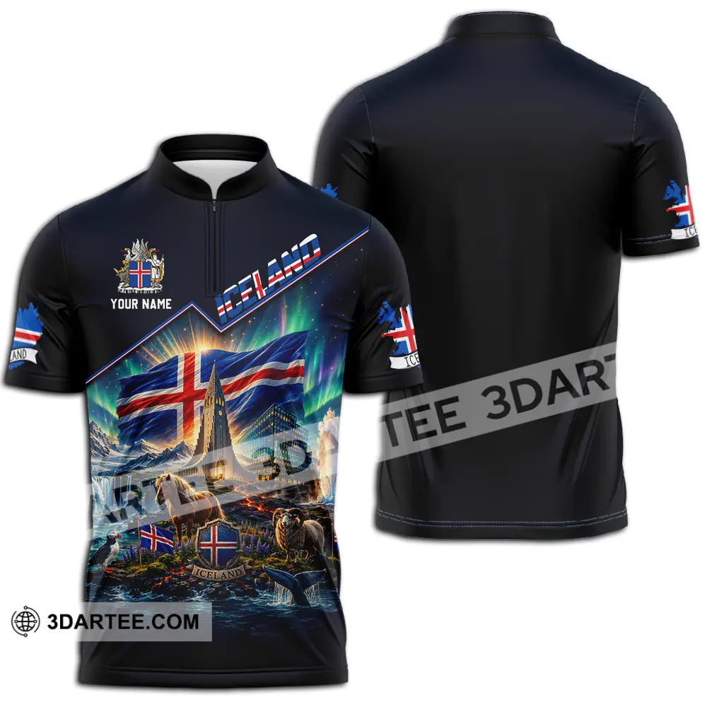 Unisex Shirt - Custom Iceland Shirt - Zipper Polo Shirt / S - T-shirt