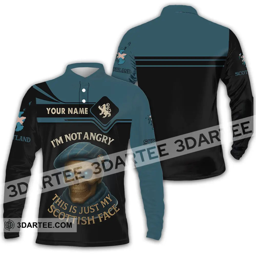 Unisex Shirt Custom I’m Not Angry This Is Just My Scottish Face Shirt Long Sleeve Polo / S T shirt
