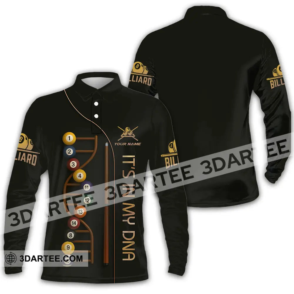Unisex Shirt - Custom In My DNA Billiard Shirt Long Sleeve Polo / S T-shirt