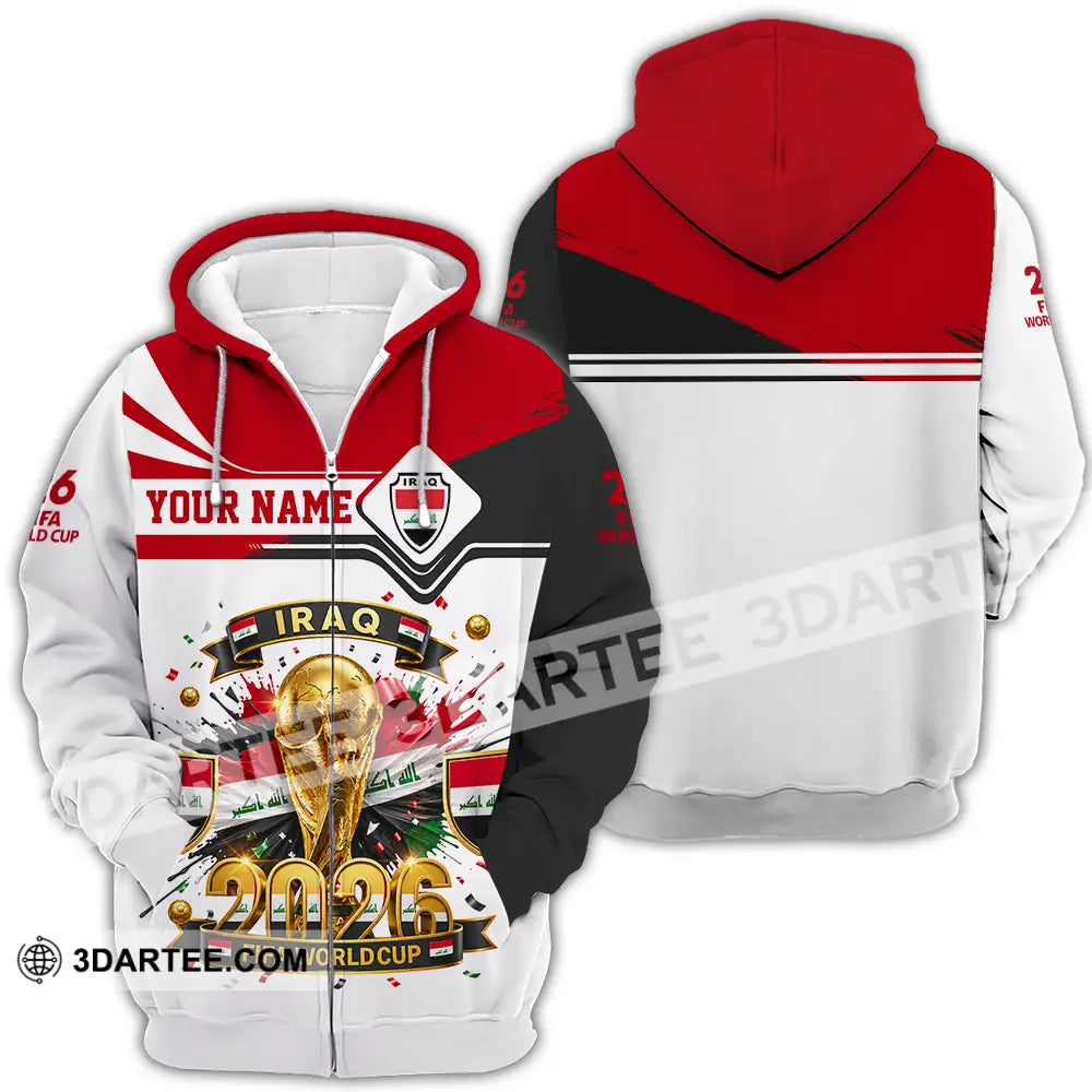 Unisex Shirt - Custom Iraq World Cup 2026 3D Shirt - Zipper Hoodie / S - T-shirt