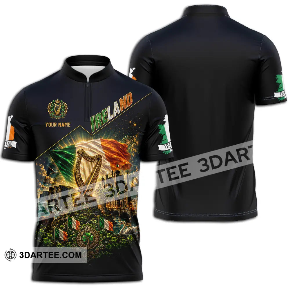 Unisex Shirt - Custom Ireland Shirt - Zipper Polo Shirt / S - T-shirt