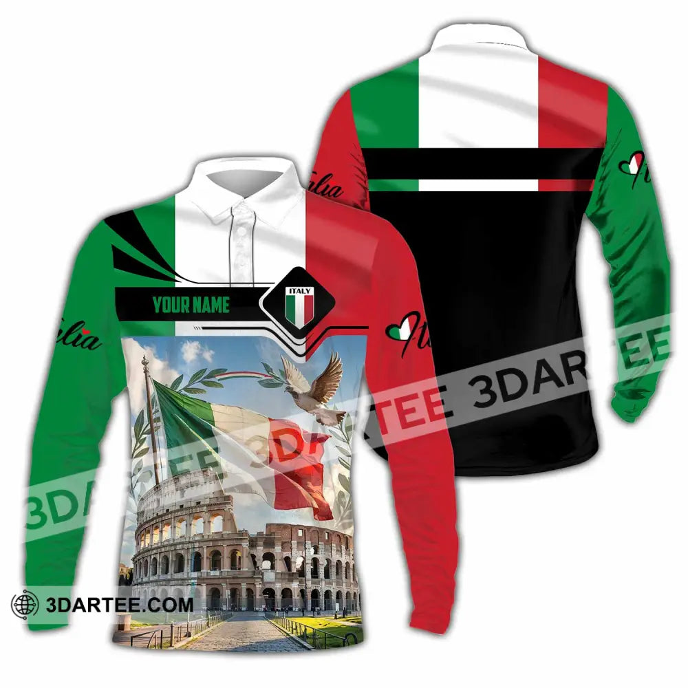 Unisex Shirt - Custom Italy 3D Shirt - Long Sleeve Polo / S - T-shirt