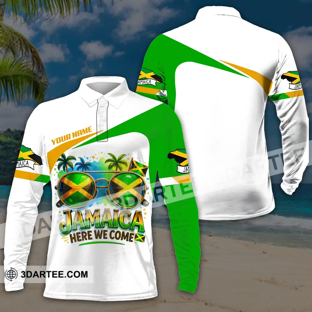 Unisex Shirt - Custom Jamaica Here We Come Shirt Long Sleeve Polo / S T-shirt