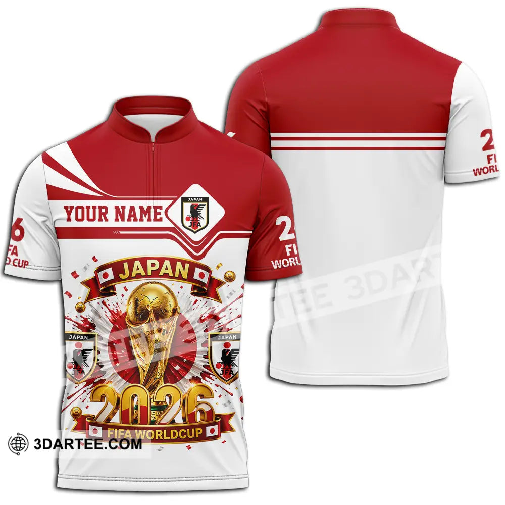 Unisex Shirt - Custom Japan World Cup 2026 3D Shirt - Zipper Polo Shirt / S - T-shirt