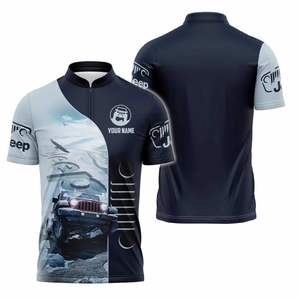 Unisex Shirt - Custom Jeep Car Sport Shirt Zipper Polo Shirt / S T-shirt
