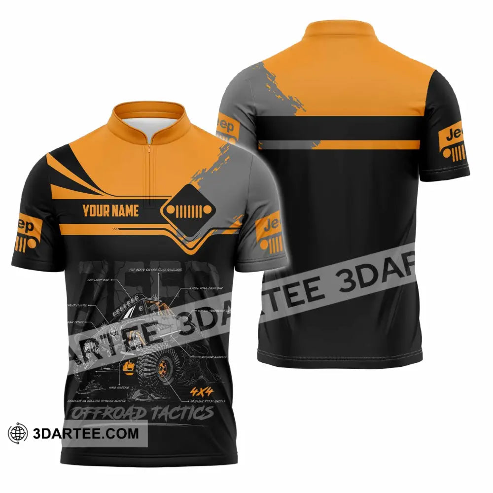 Unisex Shirt - Custom Jeep Offroad Tactics 3D Shirt Zipper Polo Shirt / S T-shirt