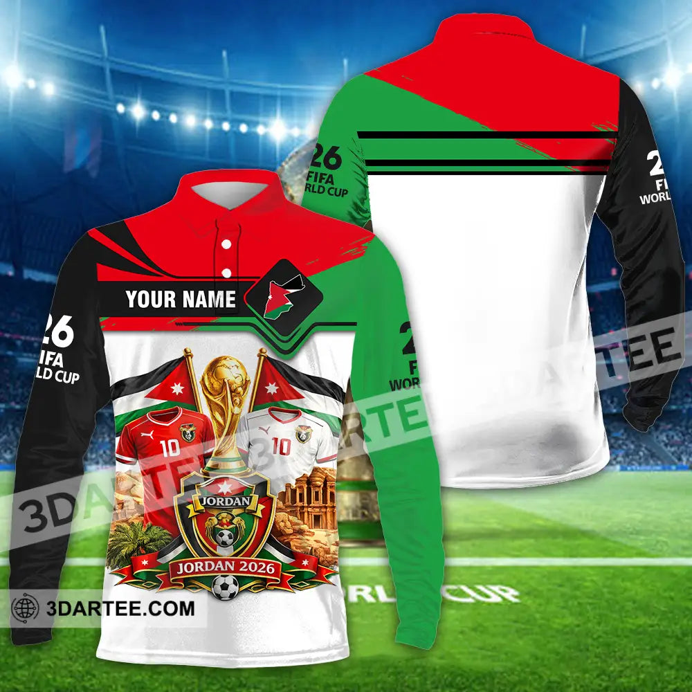 Unisex Shirt - Custom Jordan World Cup 2026 3D Shirt - Long Sleeve Polo / S - T-shirt