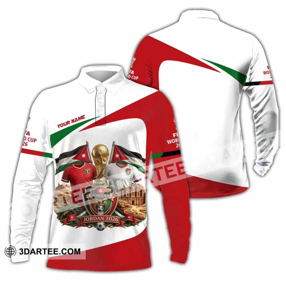 Unisex Shirt - Custom Jordan World Cup 2026 3D Shirt - Long Sleeve Polo / S - T-shirt