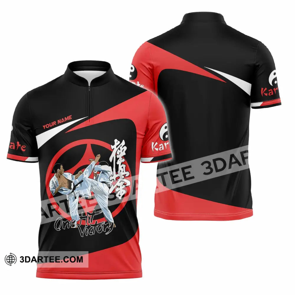 Unisex Shirt - Custom Karate One Hit Victory Shirt Zipper Polo Shirt / S T-shirt
