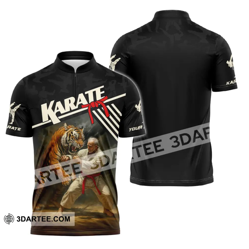 Unisex Shirt - Custom Karate Sport Shirt Zipper Polo Shirt / S T-shirt
