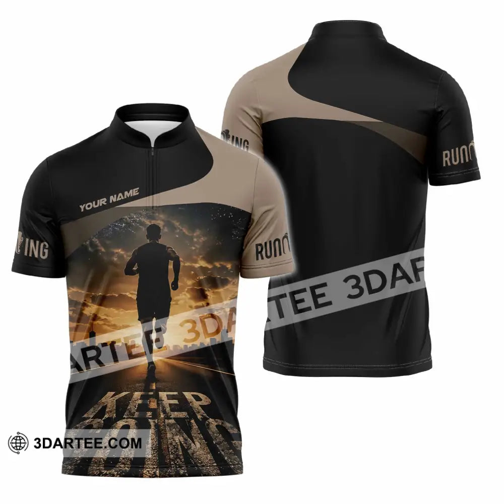 Unisex Shirt - Custom Keep Going Running Shirt - Zipper Polo Shirt / S - T-shirt