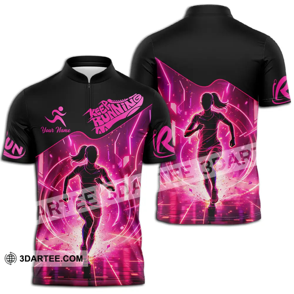 Unisex Shirt - Custom Keep Running 3D Shirt - Zipper Polo Shirt / S - T-shirt