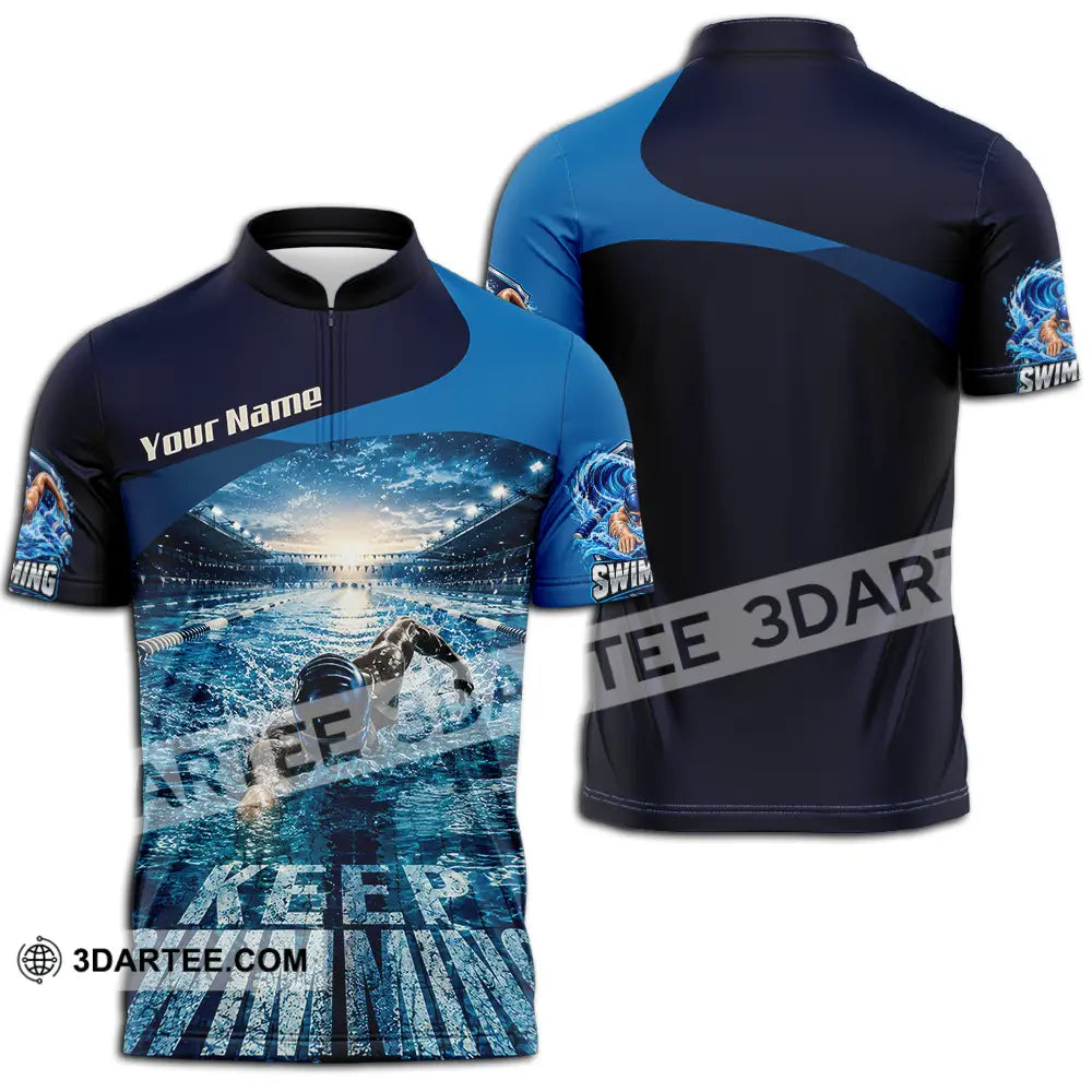Unisex Shirt - Custom Keep Swimming Shirt - Zipper Polo Shirt / S - T-shirt
